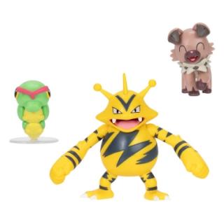 Pokemon Battle Set 3  figurine Caterpie, Rockruff, Electabuzz 5-8 cm