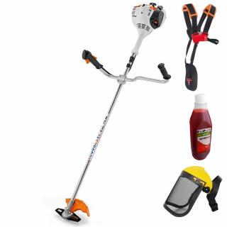 Cositoare de umar STIHL FS 56 C-E 2 timpi putere 1.1CP latime lucru 42 cm cutit 2 taisuri 230-2 viziera ham dublu 0.5l ulei 2T