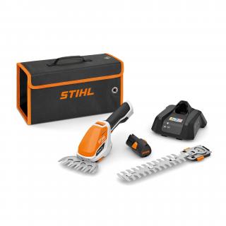 Foarfeca gard viu STIHL HSA 26 putere 0.1 kW cu lama pentru arbusti 20 cm si lama pentru iarba sistem AS cu acumulator AS 2 si incarcator AL 1