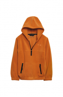 Hanorac STIHL FLEECE KIDS pentru copii cu gluga buzunare si fermoar portocaliu-122-128