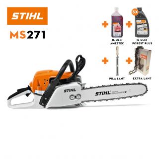 Motofierastrau profesional STIHL MS 271 putere 3.5CP lama 40cm 1.6mm pas lant .325" + Lant + Suport Pila + Ulei amestec 1L + 3 x Ulei FP 1L