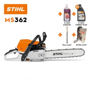 Motofierastrau STIHL MS 362 putere 4.8CP lama 40cm 1.6mm pas lant 3/8" 36 RS + Lant + Suport Pila + Ulei amestec 1L + 3 x Ulei FP 1L