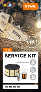 STIHL Kit Service 15 cu filtrul de aer cu fleece, bujie, filtrul de combustibil pentru MS 231 / MS 251