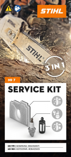 STIHL Kit Service 7 cu filtrul de aer din fleece, bujie, filtrul de combustibil pentru MS 170 / MS 180