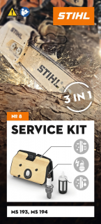 STIHL Kit Service 8 cu filtrul de aer cu fleece, bujie, filtrul de combustibil pentru MS 193 C / 194 C