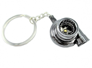 Breloc chei auto Turbina Metalic Crom Negru