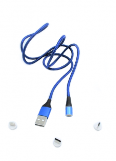 Cablu alimentare date USB cu 3 capete magnetice Blue