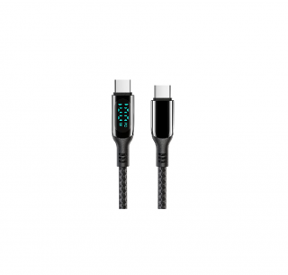 Cablu Date si Incarcare cu afisaj de putere LED, USB Type C-C 1.0m Negru