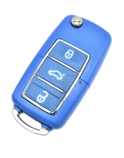 Carcasa cheie auto tip briceag VW Seat Skoda Albastru
