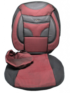 Husa scaun auto textil cu piele ecologica 11 piese Rosu