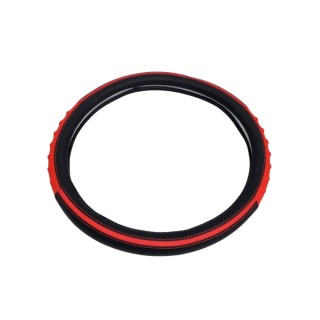Husa volan Piele Ecologica cu Silicon Rosu 37-39cm