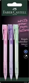 BLISTER 3 BUC ROLLER 0.5MM SEMI-GEL CU MECANISM CUL PASTEL MINA ALBASTRA RX5 FABER-CASTELL