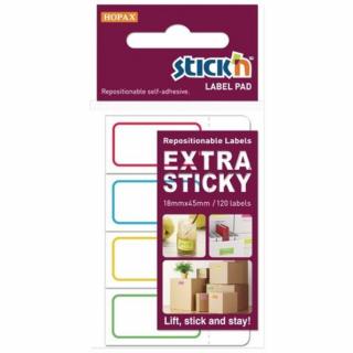 Etichete autoadezive 18 x 44 mm, 4 x 120 etichete set Stick  n Extra sticky label - albe-chenar color