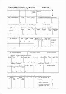 Foaie parcurs A4 transport marfa ,   fata  verso