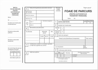 Foaie parcurs A4 transport persoane ,   fata  verso