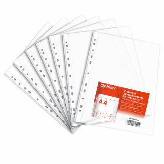 Folie protectie pentru documente A4, 40 microni, 100 folii set, Optima Standard - transparent