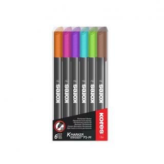 MARKER PERMANENT SET 6 1MM KORES