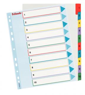 SEPARATOARE INDEX PLASTIC 1-10 REINSCRIPTIBIL ESSELTE