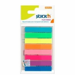 Stick index plastic transparent color 45 x 8 mm, 8 x 20 file set, Stick  n - 8 culori neon