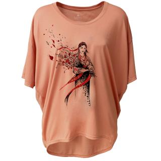 Tricou Fata cu maci, dama, culoare somon, CIR143