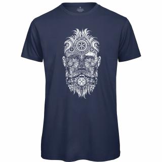 Tricou Fata Tatuata simboluri, barbat, culoare denim, CDAC106