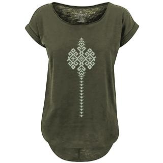 Tricou Furca Romaneasca, dama, culoare olive, CIR139