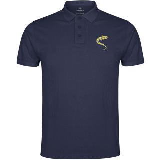 Tricou Lupul Dacic, brodat, polo, densitate mare, culoare bleumarin CDAC72