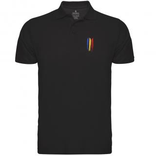 Tricou polo Tricolor, broderie, densitate mare, barbat, culoare neagra, CRP111