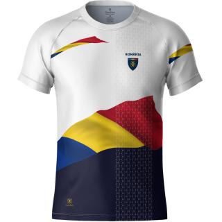 Tricou Romania Simbol Tricolor, material tehnic sport, barbat, culoare alba, CS27