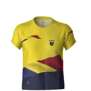 Tricou Romania Simbol Tricolor, material tehnic sport, copii, culoare galbena, CS41