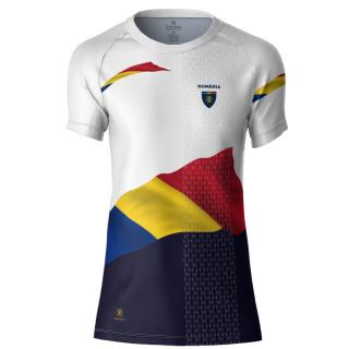 Tricou Romania Simbol Tricolor, material tehnic sport, dama, culoare alba, CS29