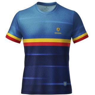 Tricou Romania Tricolor, material tehnic sport, barbat, culoare albastra, CS47