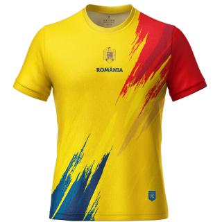 Tricou Romania Tricolor, material tehnic sport, barbat, culoare galbena, CS45