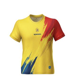 Tricou Romania Tricolor, material tehnic sport, copii, culoare galbena, CS46