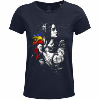 Tricou simbol Romania Revolutionara, dama, culoare bleumarin, CIR103