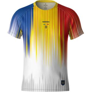 Tricou Tricolor Romania, material tehnic sport, barbat, culoare alba, CS22