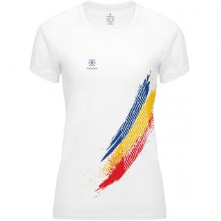 Tricou Tricolor Romania, material tehnic sport, dama, culoare alba, CS20