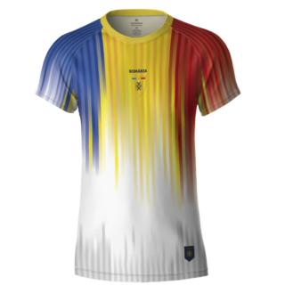 Tricou Tricolor Romania, material tehnic sport, dama, culoare alba, CS23