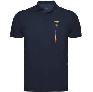 Tricou Tricolor Romania polo, bumbac, densitate mare, culoare bleumarin, CRP88