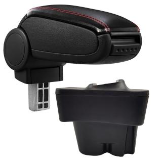 Cotieră pentru Peugeot 207 (02.2006-) negru piele ecologica cu cusatura rosie ()