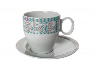 FUTURE decor argint - Serviciu de ceai portelan Bohemia 220 ml - 6 persoane (12 piese ) ()