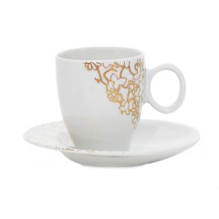 FUTURE FLORAL decor aur - Serviciu de cafea portelan Bohemia 100 ml - 6 persoane (12 piese) ()