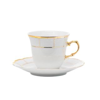 MENUET decor Aur - Serviciu de ceai portelan Bohemia 225 ml - 6 persoane (12 piese) ()