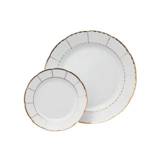 MENUET decor Aur -  Serviciu de tort portelan Bohemia - 6 persoane (7 piese) ()