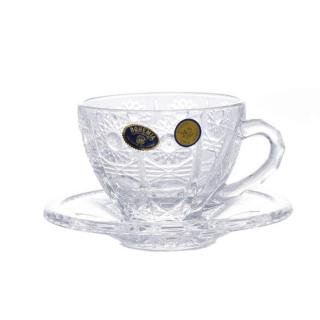 Set 6 cesti cristal cafea cu farfuriuta 200 ml