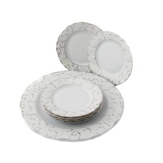 VIVIEN decor ARGINT - Serviciu de tort din portelan - 6 persoane (7 piese) ()