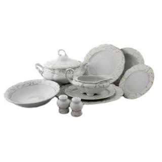VIVIEN decor ARGINT - Serviciu masa din portelan - 12 persoane (44 piese) ()
