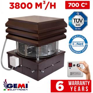 Ventilator semineu, cos de fum patrat 3800 m  ³ h 700  C