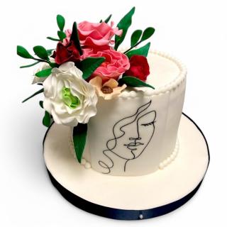 Tort floral cu portret 5