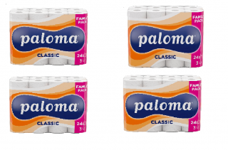 Pachet promo 4 bucati Hartie igienica Paloma Clasic 24 set, 3str